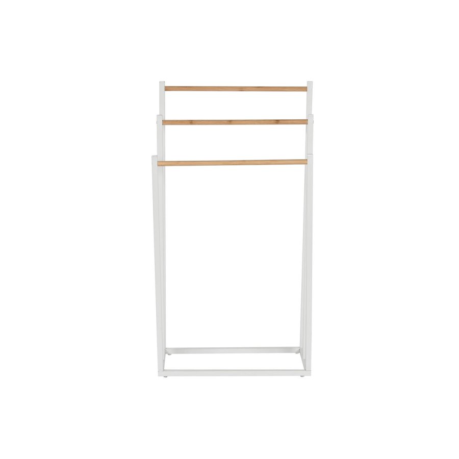 Fritstende hndkldestativ Home ESPRIT Hvid Natur Metal Bambus 45 x 22 x 85 cm #9