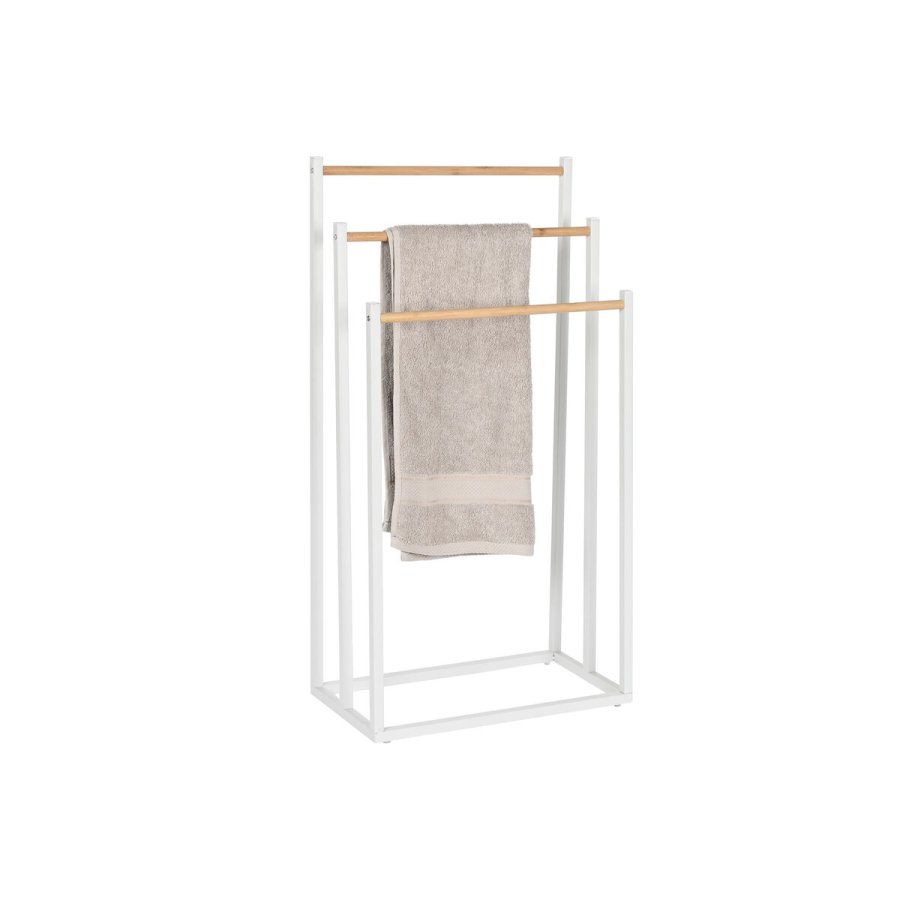 Fritstende hndkldestativ Home ESPRIT Hvid Natur Metal Bambus 45 x 22 x 85 cm #13