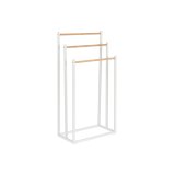 Fritstende hndkldestativ Home ESPRIT Hvid Natur Metal Bambus 45 x 22 x 85 cm #1