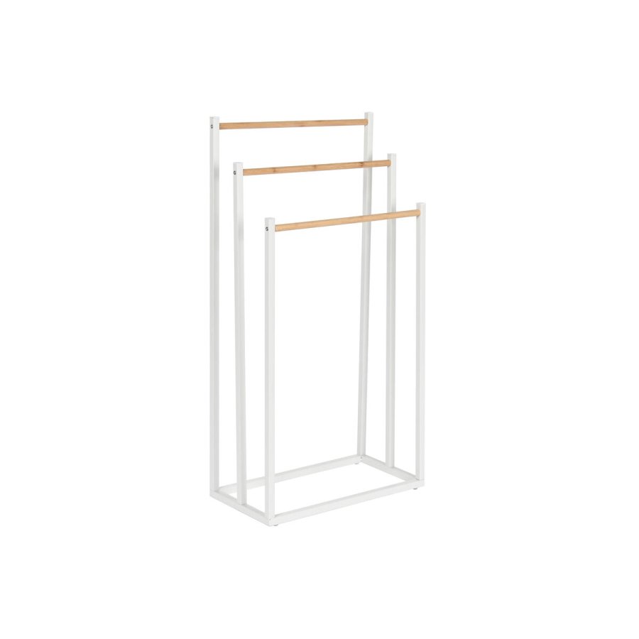 Fritstende hndkldestativ Home ESPRIT Hvid Natur Metal Bambus 45 x 22 x 85 cm #1