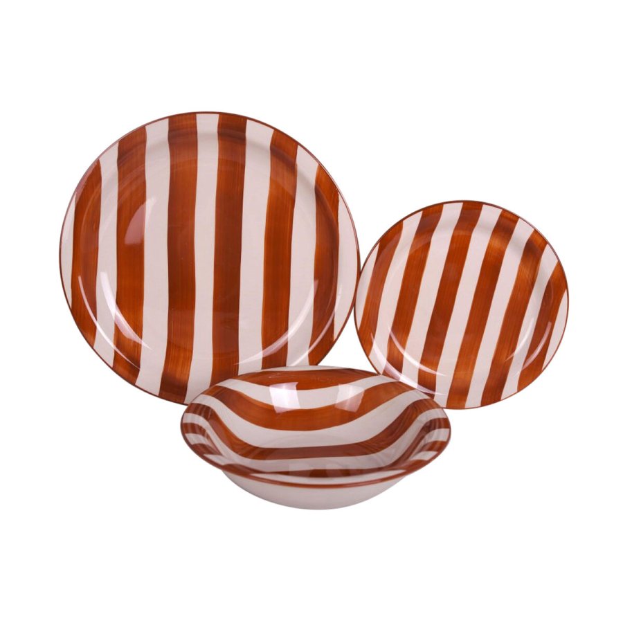Spisestel Home ESPRIT Gul Bl Rd Stentj Striber Middelhavet 27,5 x 27,5 x 2,8 cm 18 Dele #4