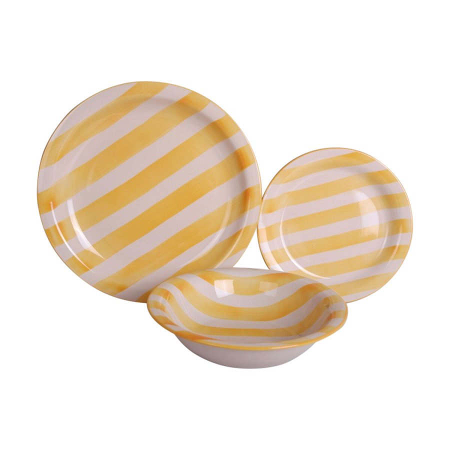 Spisestel Home ESPRIT Gul Bl Rd Stentj Striber Middelhavet 27,5 x 27,5 x 2,8 cm 18 Dele #10