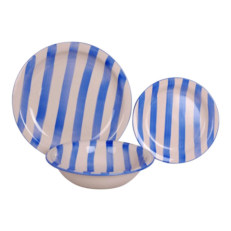 Spisestel Home ESPRIT Gul Bl Rd Stentj Striber Middelhavet 27,5 x 27,5 x 2,8 cm 18 Dele #7