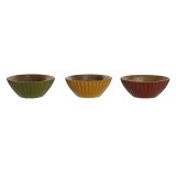 Snacksk�l Home ESPRIT Gul Gr�n Koral Mangotr� 15 x 15 x 8 cm (3 enheder) #1