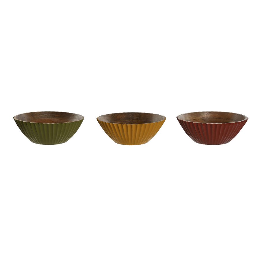 Salatskl Home ESPRIT Gul Grn Koral Mangotr 30 x 30 x 12 cm (3 enheder) #1