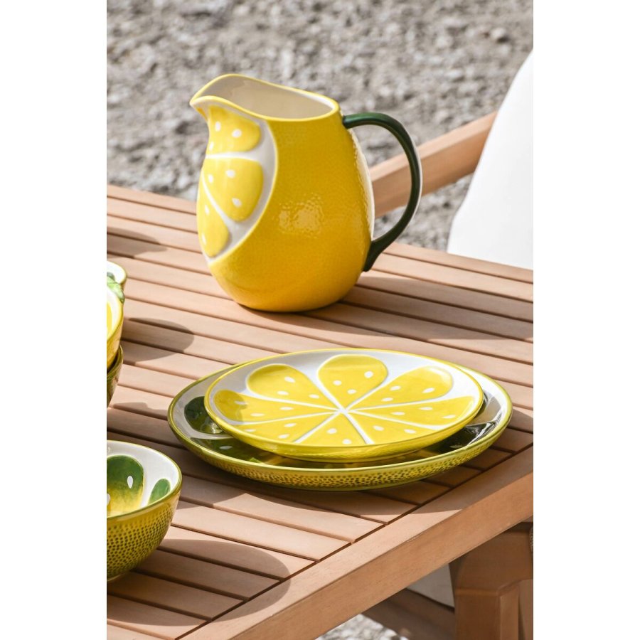 Flad Plade Home ESPRIT Gul Grn Stentj Citron 22,5 x 22,5 x 2,5 cm (2 enheder) #4