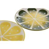 Flad Plade Home ESPRIT Gul Grn Stentj Citron 22,5 x 22,5 x 2,5 cm (2 enheder) #7