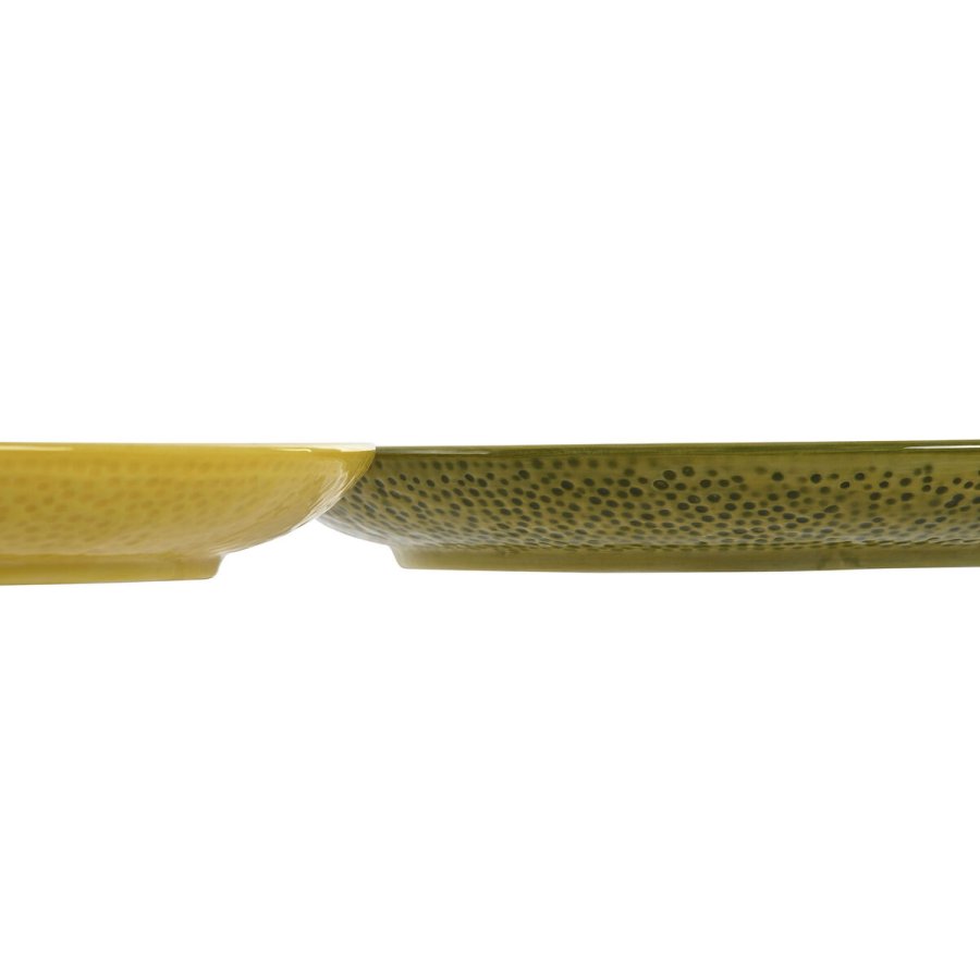 Flad Plade Home ESPRIT Gul Grn Stentj Citron 22,5 x 22,5 x 2,5 cm (2 enheder) #10
