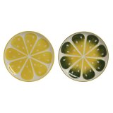 Flad Plade Home ESPRIT Gul Grn Stentj Citron 22,5 x 22,5 x 2,5 cm (2 enheder) #13