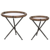 St med 2 borde Home ESPRIT Sort Natur Krystal Gran 65 x 65 x 66 cm #1