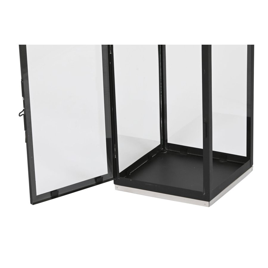 Laantarn Home ESPRIT Sort Slvfarvet Krystal Stl 18 x 18 x 41 cm (2 Dele) #3