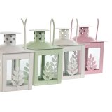 Lanterne st Home ESPRIT Hvid Grn Pink Krystal Jern Shabby Chic 7 x 7 x 10 cm (3 Dele) (4 enheder) #2