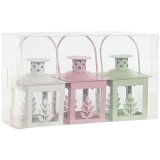 Lanterne st Home ESPRIT Hvid Grn Pink Krystal Jern Shabby Chic 7 x 7 x 10 cm (3 Dele) (4 enheder) #4