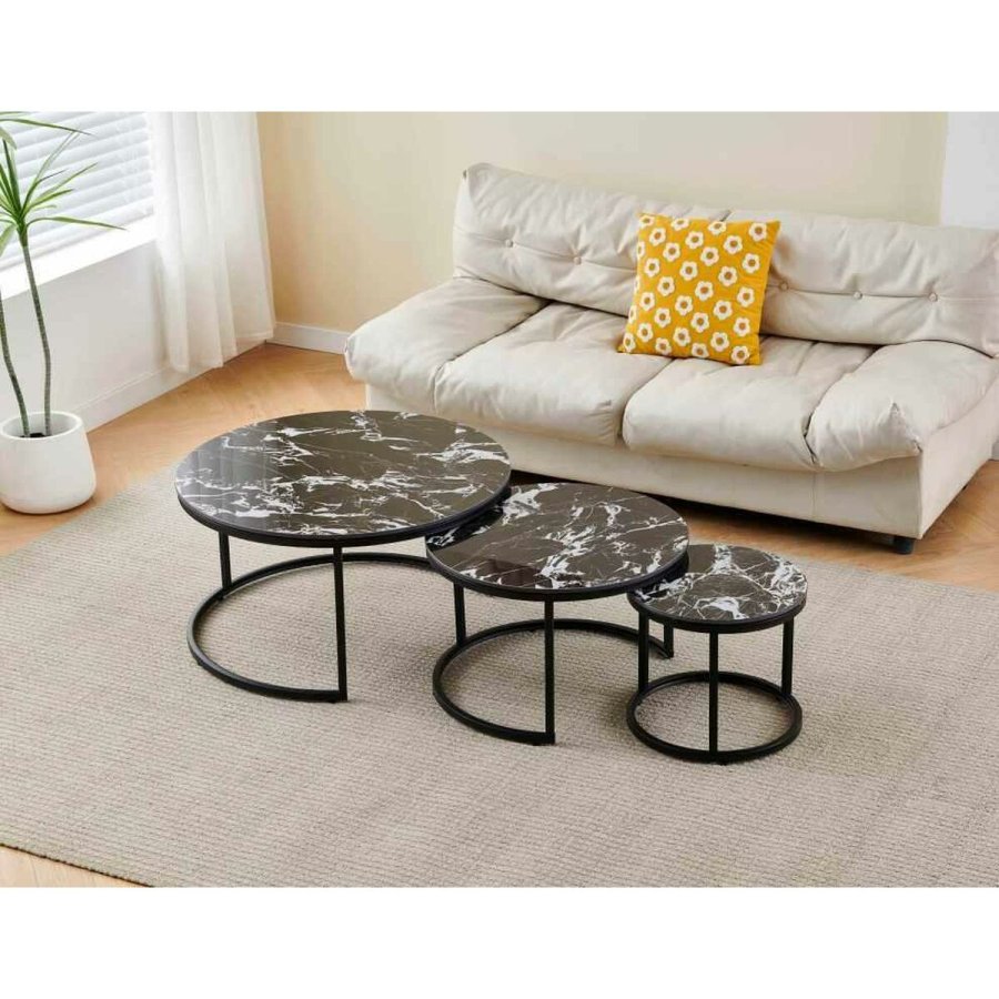 Lille serveringsbord Home ESPRIT Sort 80 x 80 x 1 cm #2