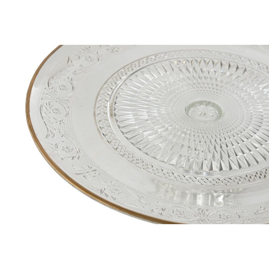 Flad Plade Home ESPRIT Gennemsigtig Gylden Krystal 33 x 33 x 9,4 cm #4