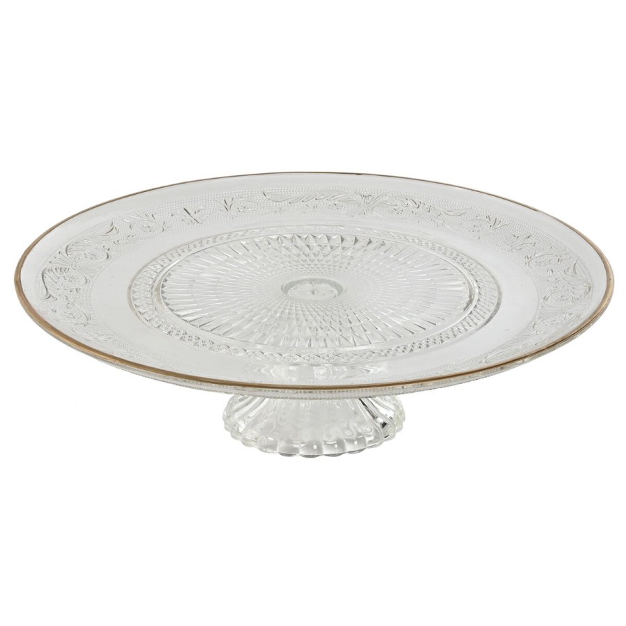Flad Plade Home ESPRIT Gennemsigtig Gylden Krystal 33 x 33 x 9,4 cm #1