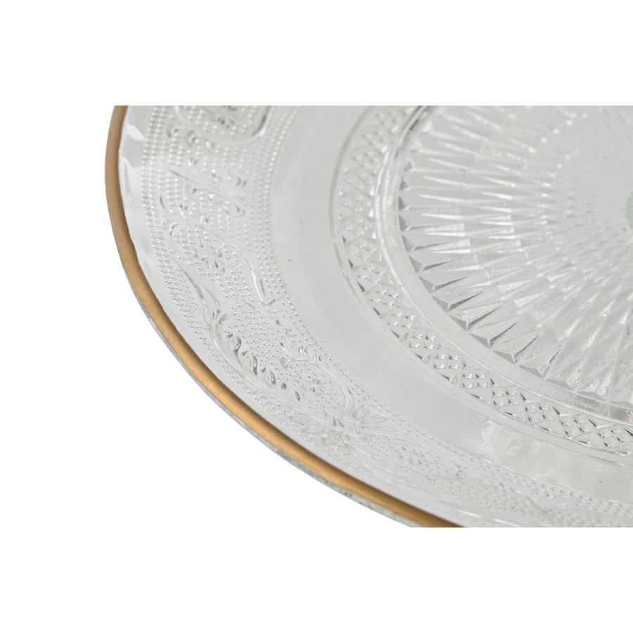 Flad Plade Home ESPRIT Gennemsigtig Gylden Krystal 23 x 23 x 8 cm #7