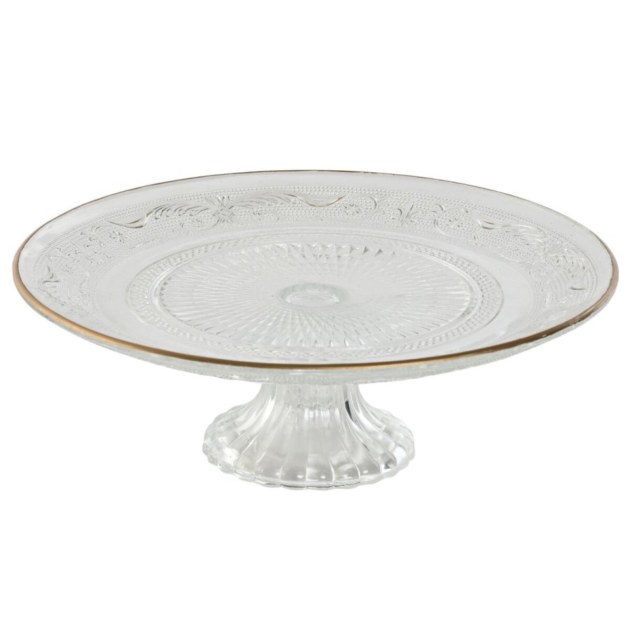 Flad Plade Home ESPRIT Gennemsigtig Gylden Krystal 23 x 23 x 8 cm #1