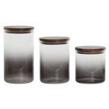 St med 3 Dser Home ESPRIT Gr Natur Akacie Borosilikatglas 900 ml 1,5 L 1,2 L 3 Dele #1