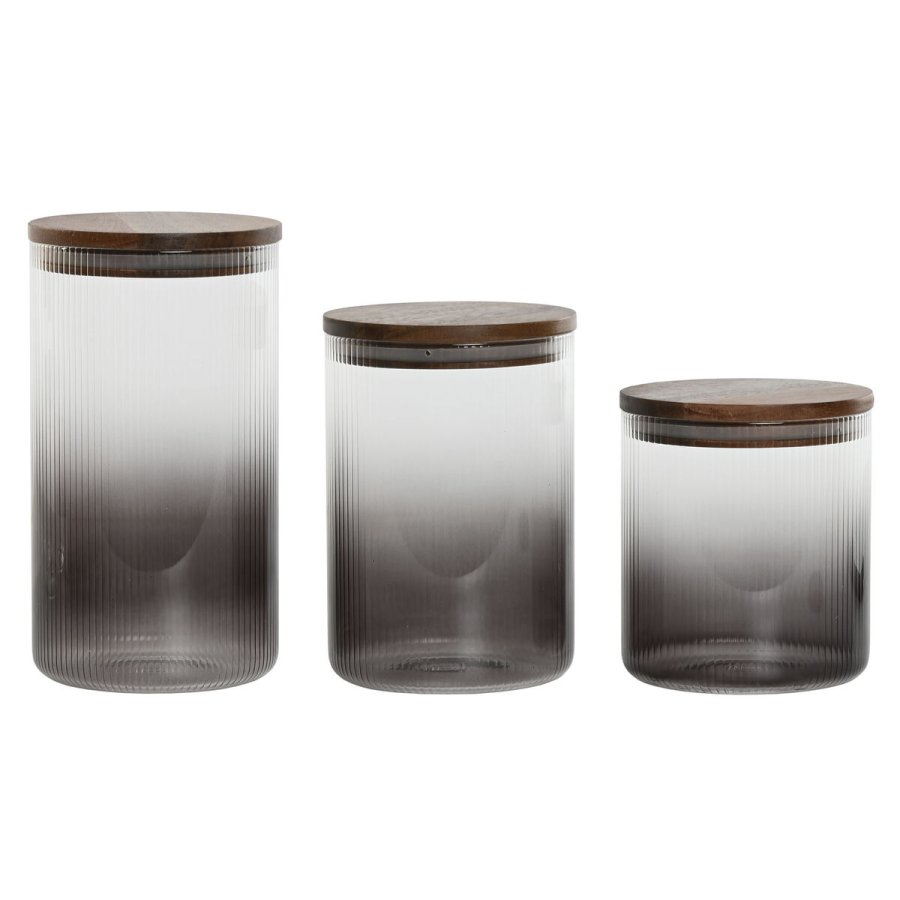 St med 3 Dser Home ESPRIT Gr Natur Akacie Borosilikatglas 900 ml 1,5 L 1,2 L 3 Dele #1