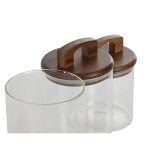 St med 3 Dser Home ESPRIT Brun Gennemsigtig Akacie Borosilikatglas 650 ml 900 ml 1 L 3 Dele #7
