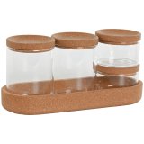 St med Dser Home ESPRIT Gennemsigtig Natur Kork Borosilikatglas #1