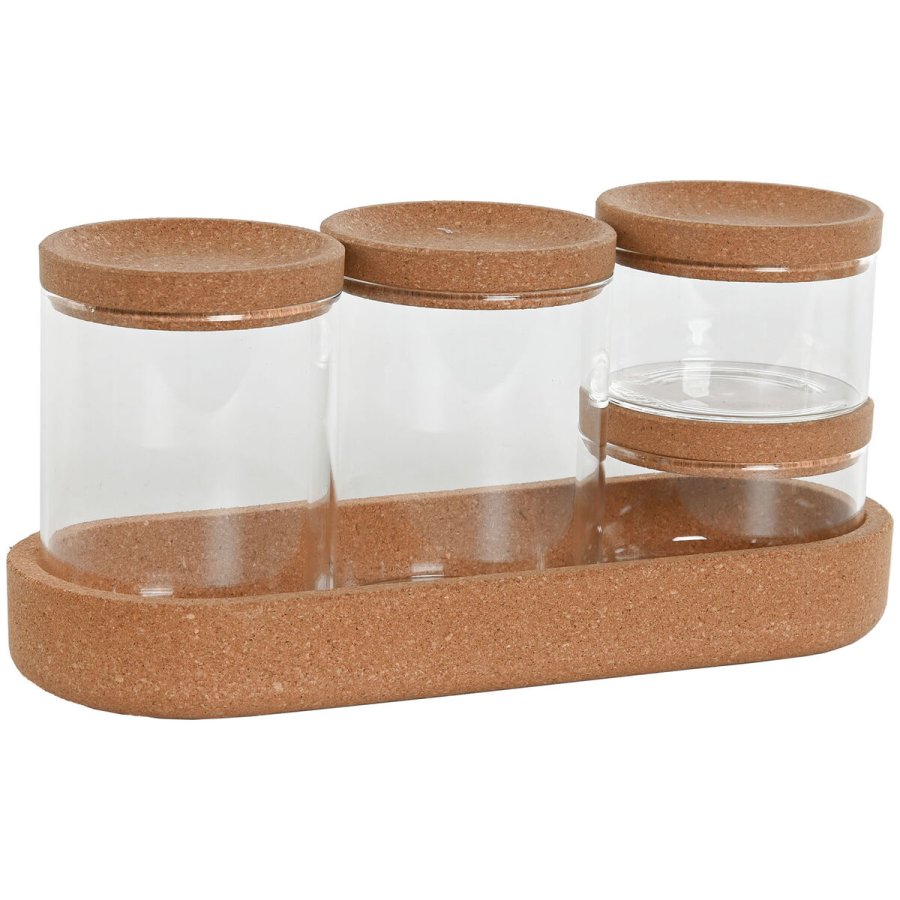 St med Dser Home ESPRIT Gennemsigtig Natur Kork Borosilikatglas #1