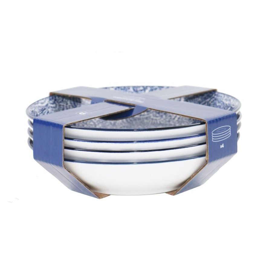 plade Home ESPRIT Bl Hvid Porceln 20 x 20 x 4 cm #10