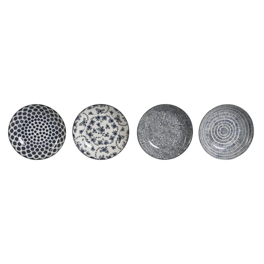 plade Home ESPRIT Bl Hvid Porceln 20 x 20 x 4 cm #1