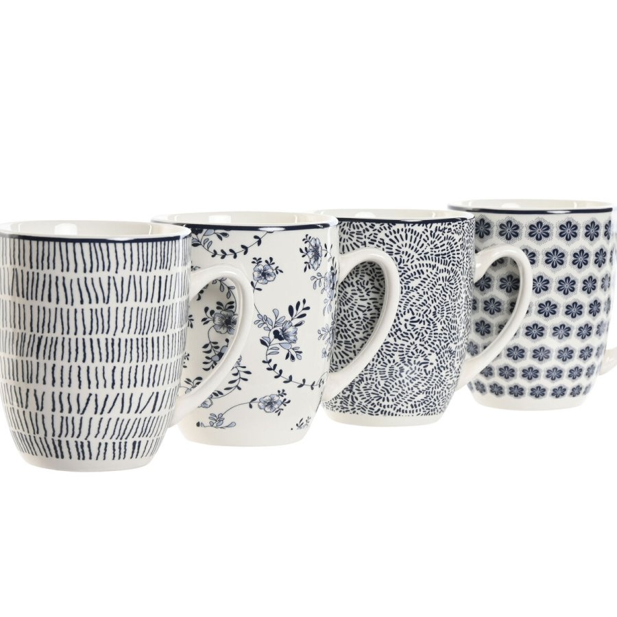 4 Dele krusst Home ESPRIT Bl Hvid Porceln 340 ml #4