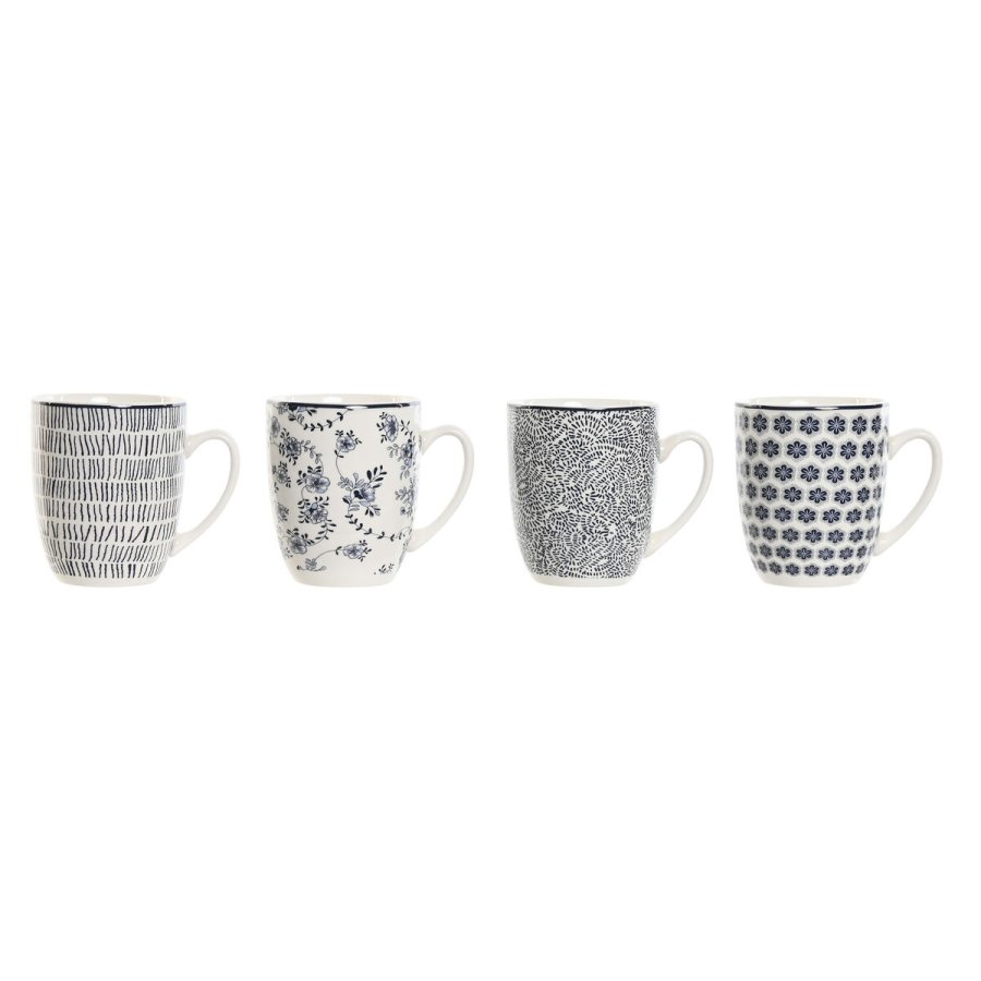 4 Dele krusst Home ESPRIT Bl Hvid Porceln 340 ml #1