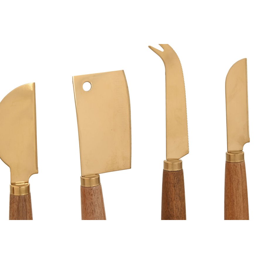 Osteknivene Home ESPRIT Gylden Natur Rustfrit stl Akacie 2 enheder (3 Dele) #4