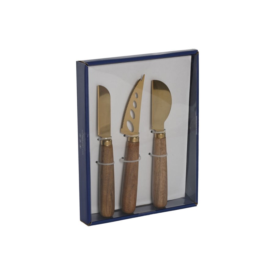 Osteknivene Home ESPRIT Gylden Natur Rustfrit stl Akacie 2 enheder (3 Dele) #13