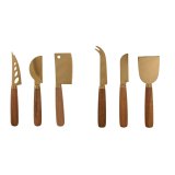 Osteknivene Home ESPRIT Gylden Natur Rustfrit stl Akacie 2 enheder (3 Dele) #1