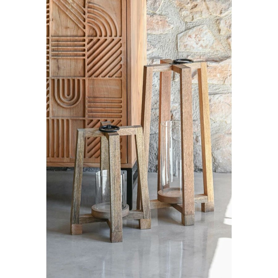 Lyseholder Home ESPRIT Brun Natur Krystal Mangotr 25 x 25 x 35 cm #2