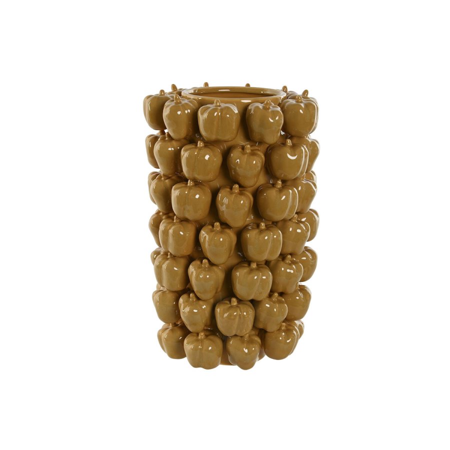 Vase Home ESPRIT Gul Sennep Keramik Stentj Tropisk 25 x 25 x 38 cm #1