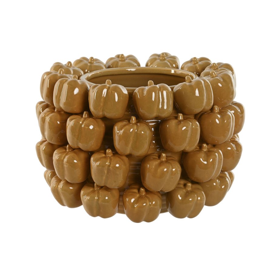 Vase Home ESPRIT Gul Sennep Keramik Stentj Tropisk 30 x 30 x 20 cm #1