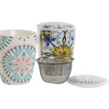 Krus med infusionsfilter Home ESPRIT Bl Hvid Turkisbl Middelhavet 340 ml (2 enheder) #7