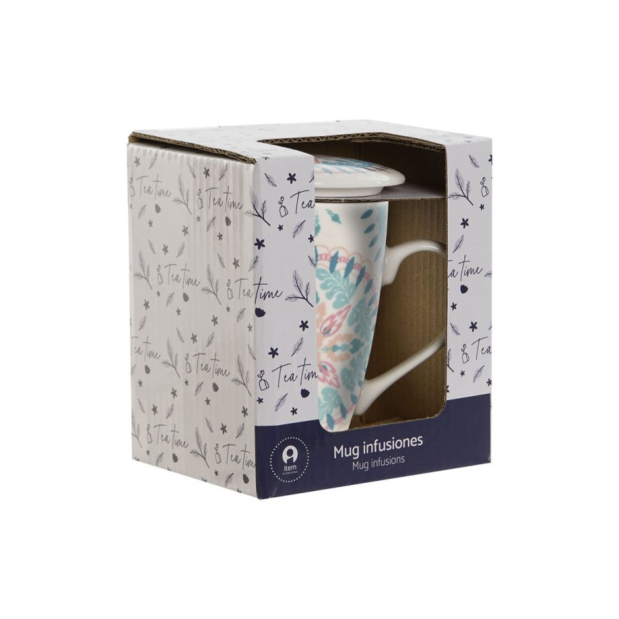Krus med infusionsfilter Home ESPRIT Bl Hvid Turkisbl Middelhavet 340 ml (2 enheder) #10