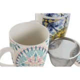Krus med infusionsfilter Home ESPRIT Bl Hvid Turkisbl Middelhavet 340 ml (2 enheder) #13