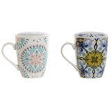 Krus med infusionsfilter Home ESPRIT Bl Hvid Turkisbl Middelhavet 340 ml (2 enheder) #1