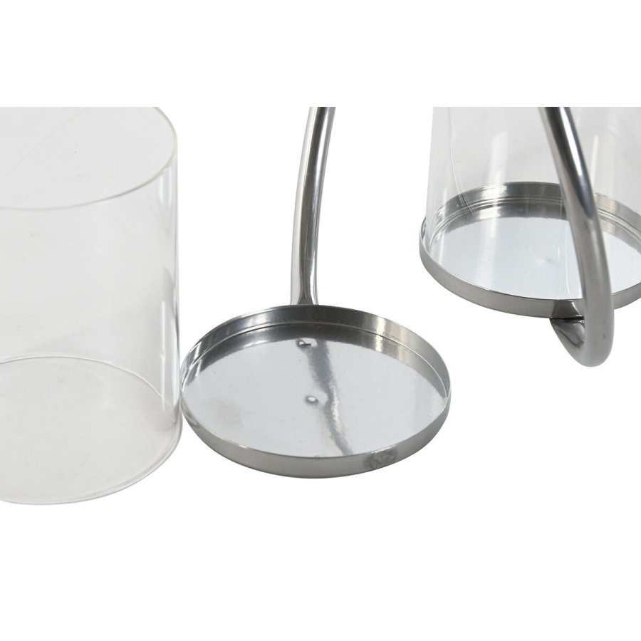 Lyseholder Home ESPRIT Sort Slvfarvet Metal Krystal 24 x 19 x 18 cm (2 enheder) #2