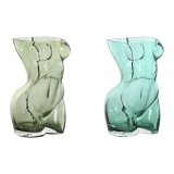 Vase Home ESPRIT Bl Grn Krystal 18 x 17 x 28 cm (2 enheder) #1