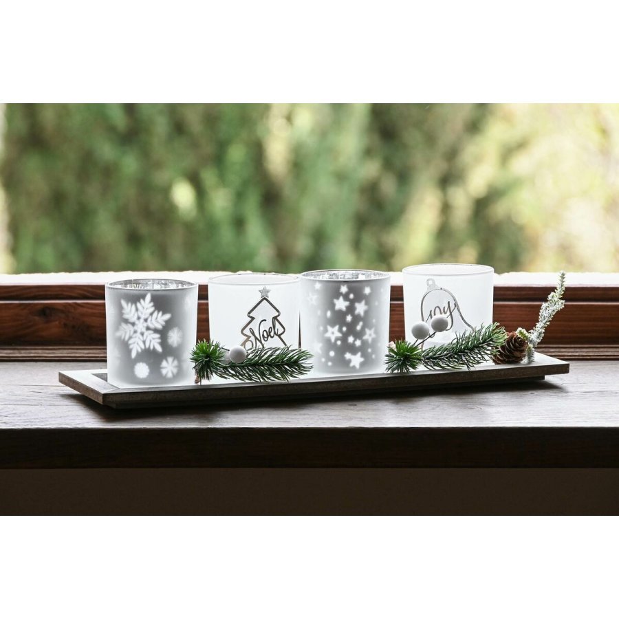 Julelys Holder Home ESPRIT Hvid Rd 40 X 9 X 13,5 cm (5 Dele) (2 enheder) #5