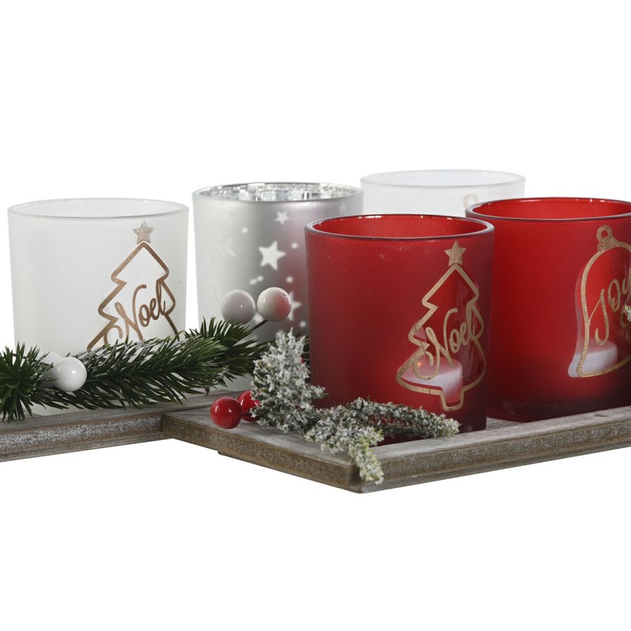 Julelys Holder Home ESPRIT Hvid Rd 40 X 9 X 13,5 cm (5 Dele) (2 enheder) #13