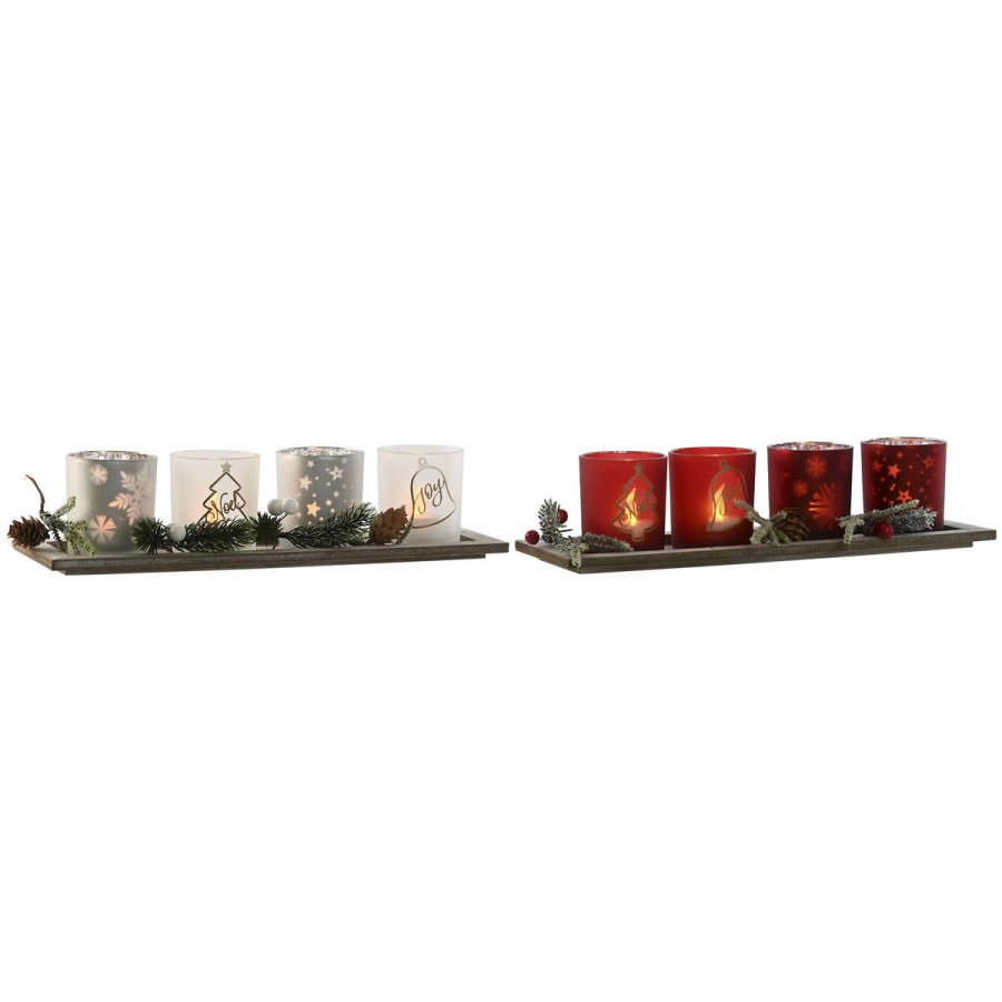 Julelys Holder Home ESPRIT Hvid Rd 40 X 9 X 13,5 cm (5 Dele) (2 enheder) #1
