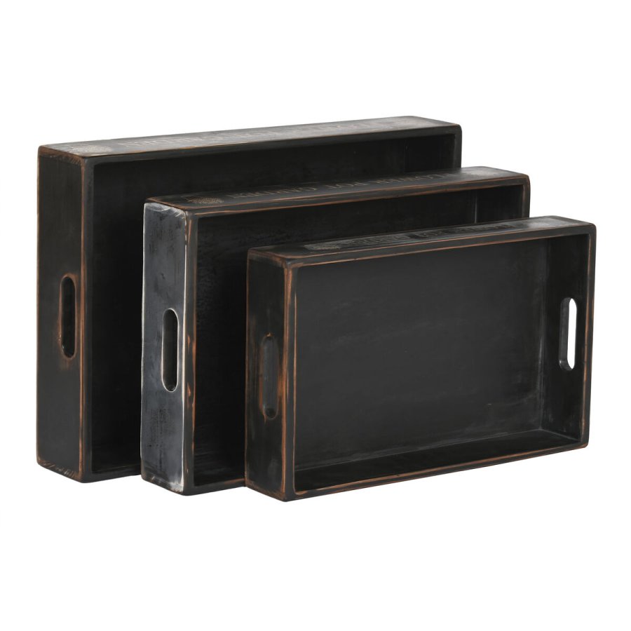 Bakkest Home ESPRIT Sort Gran 56 x 38 x 10 cm (3 Dele) #10