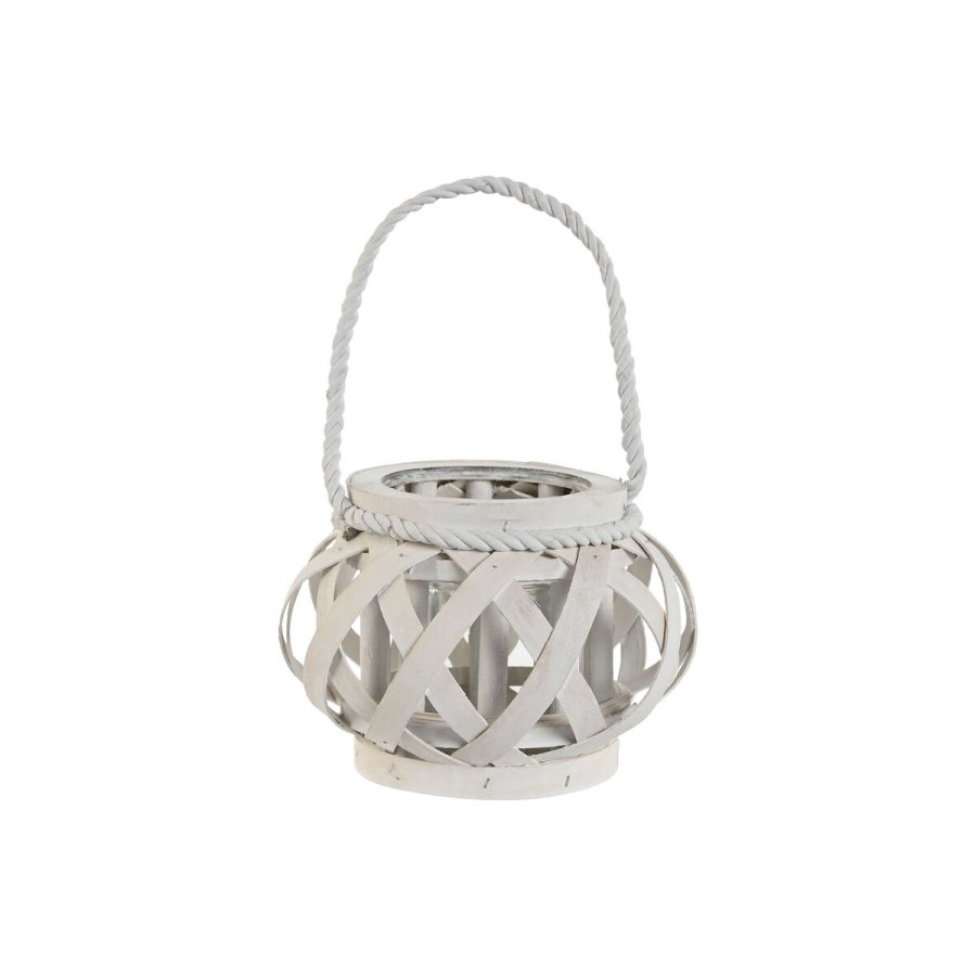 Lyseholder Home ESPRIT Hvid Tr Krystal 18 x 18 x 13 cm #1