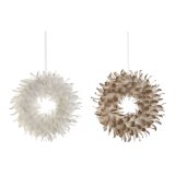 Adventskrans Home ESPRIT Hvid Gylden Fjer 30 x 7 x 30 cm (2 enheder) #1