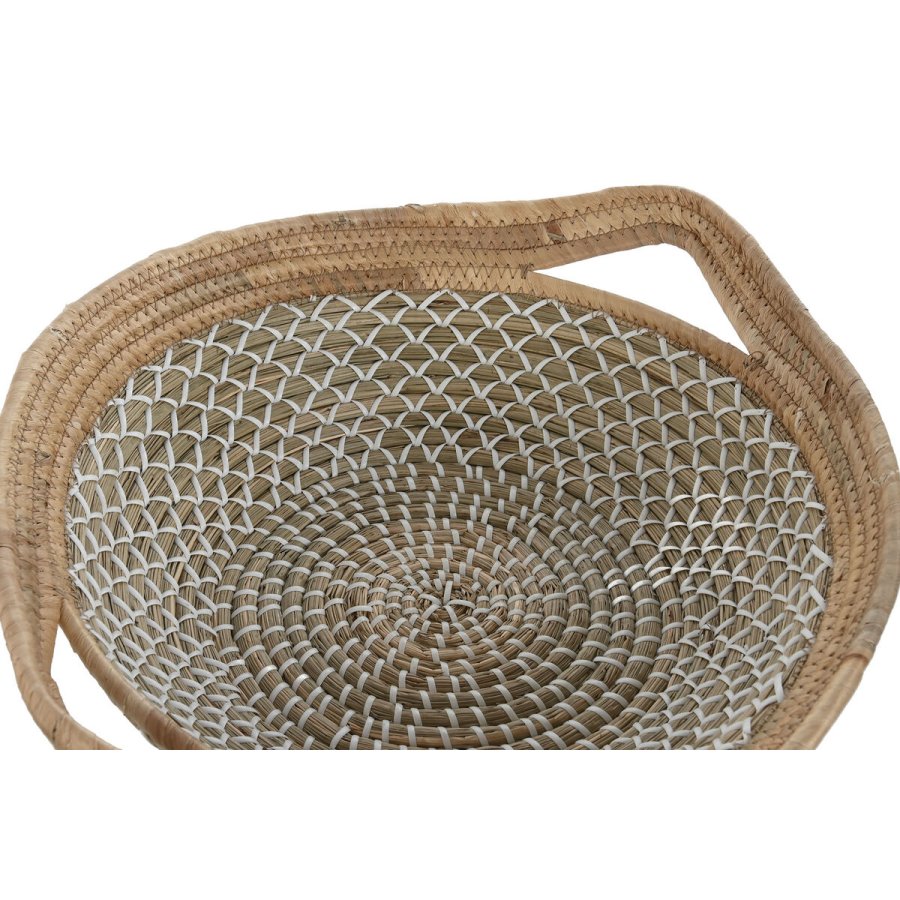 Borddekoration Home ESPRIT Hvid Lys brun PVC Naturlig fiber Siv 51 x 45 x 13 cm (2 enheder) #2